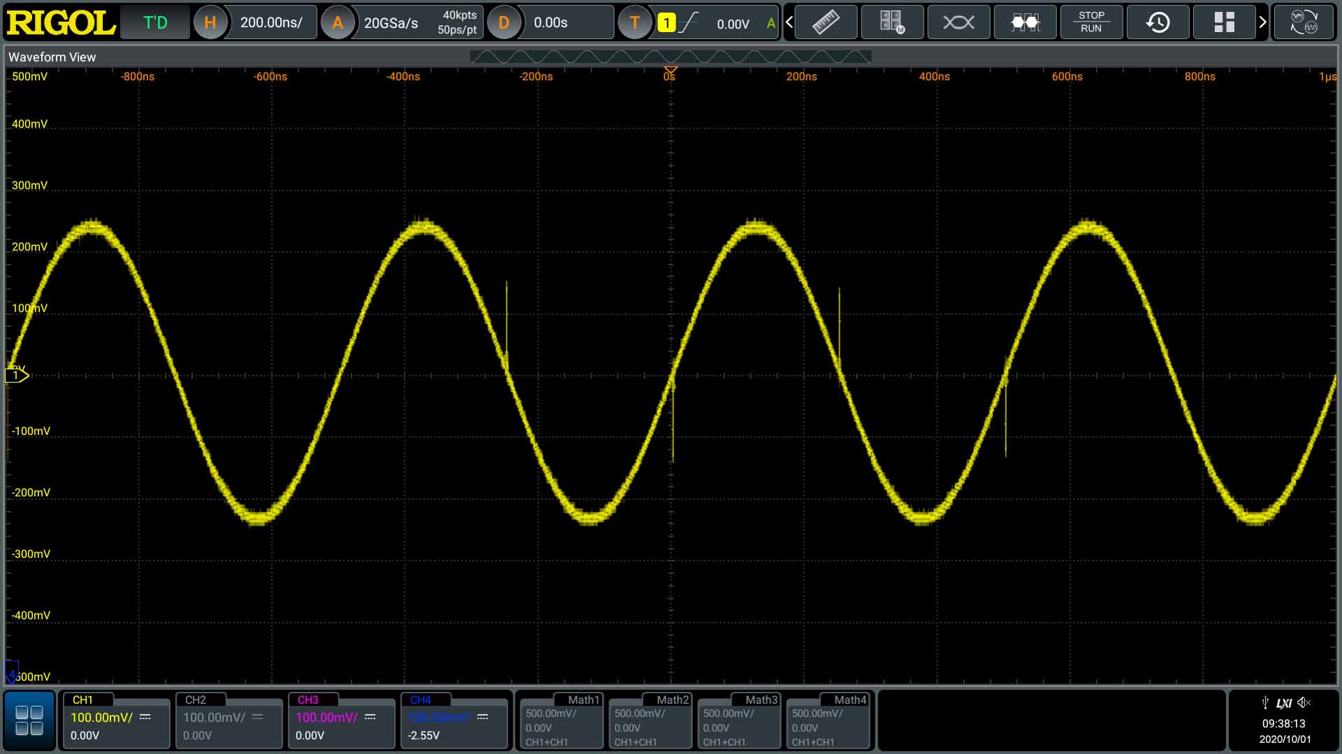 Variable sampling rate from 100Sa/s to 12GSa/s for realistic signal detail
